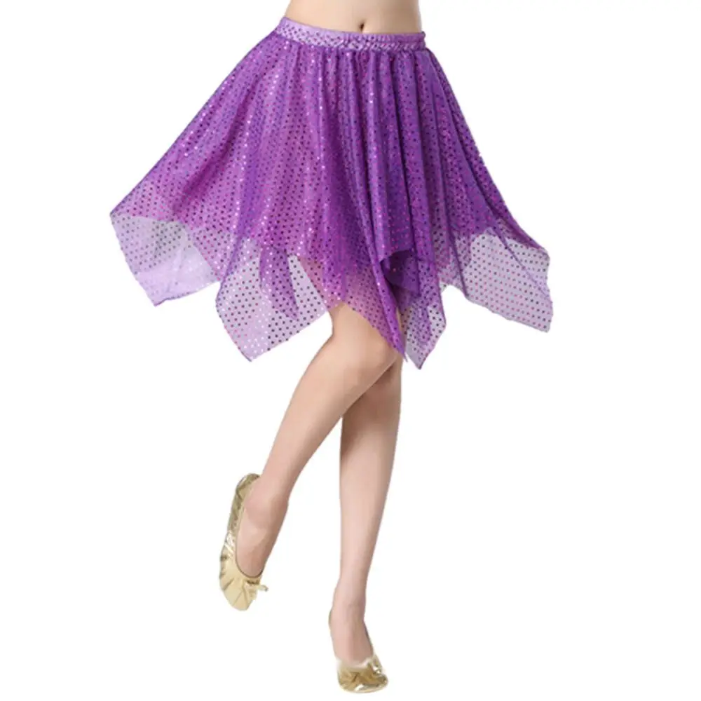 Falda de traje de baile de rendimiento de nailon, traje de danza del vientre, accesorios de danza del vientre, falda brillante con lentejuelas, disfraz de actuación