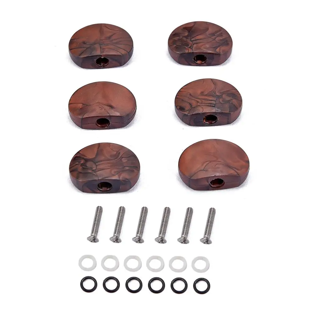 

6 PCS/ Brown Stringed Head Guitar Tuners Tuning Peg Electric Accessories Pegs Seal Keys Vintage
