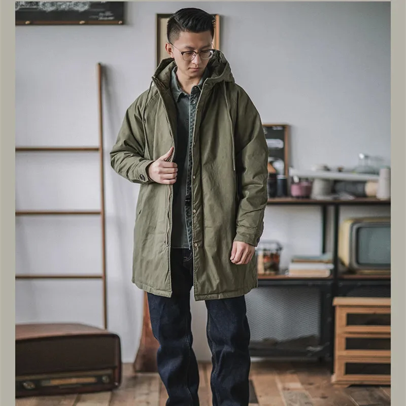 

Military Green Fishtail Windbreaker, M51 Army Coat, Thickened Parker, Medium and Long, Winter Outdoor Trekking, Cotton Jacket