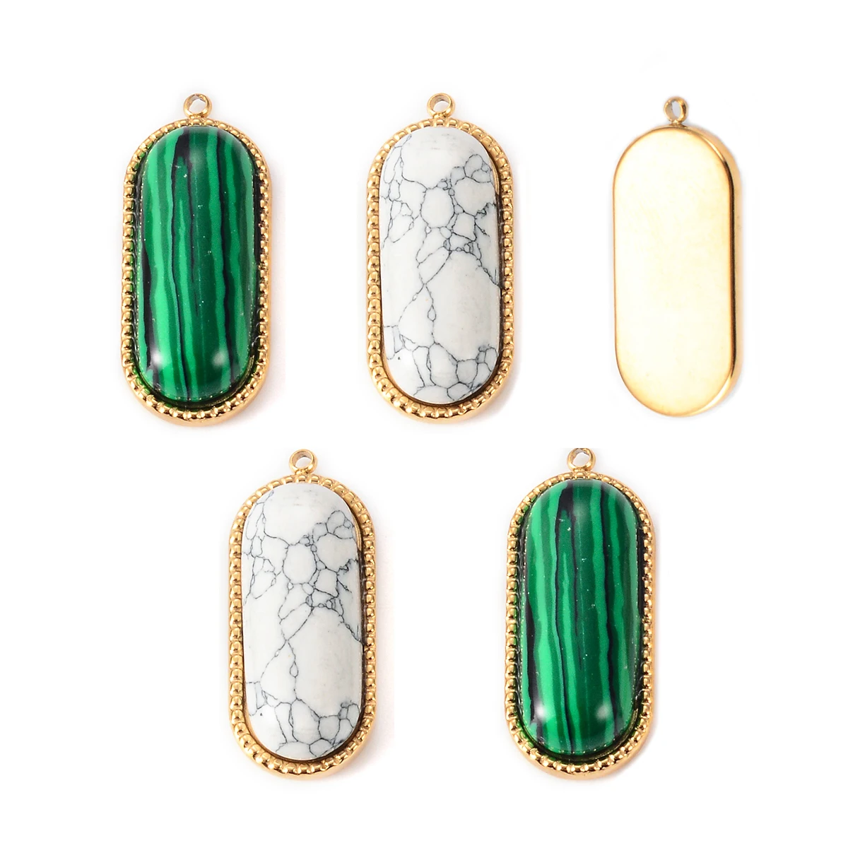 

4Pcs Stainless Steel Natural Stone Rectangle Charms Pendant for Women DIY Earrings Necklace Jewelry Making Supplies