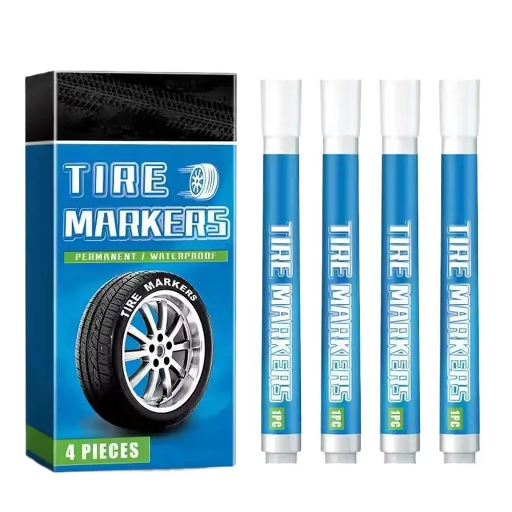 

4 шт., белая ручка, маркеры для краски, водостойкие автомобильные шины, набор ручек для рисования на масляной основе, быстросохнущие и постоянные автомобильные аксессуары