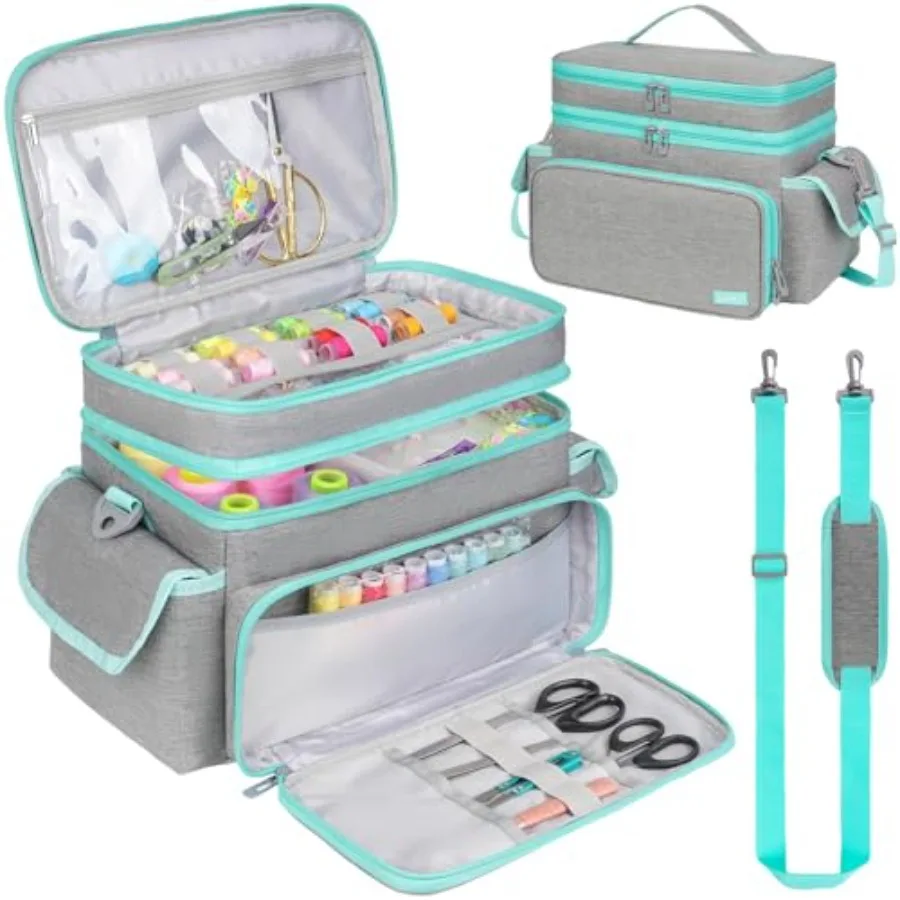 

Large Sewing Supplies OrganizerDouble-Layer Sewing Accessories Storage and Organizer Case Bag Protable Travel Sewing Box Sewing