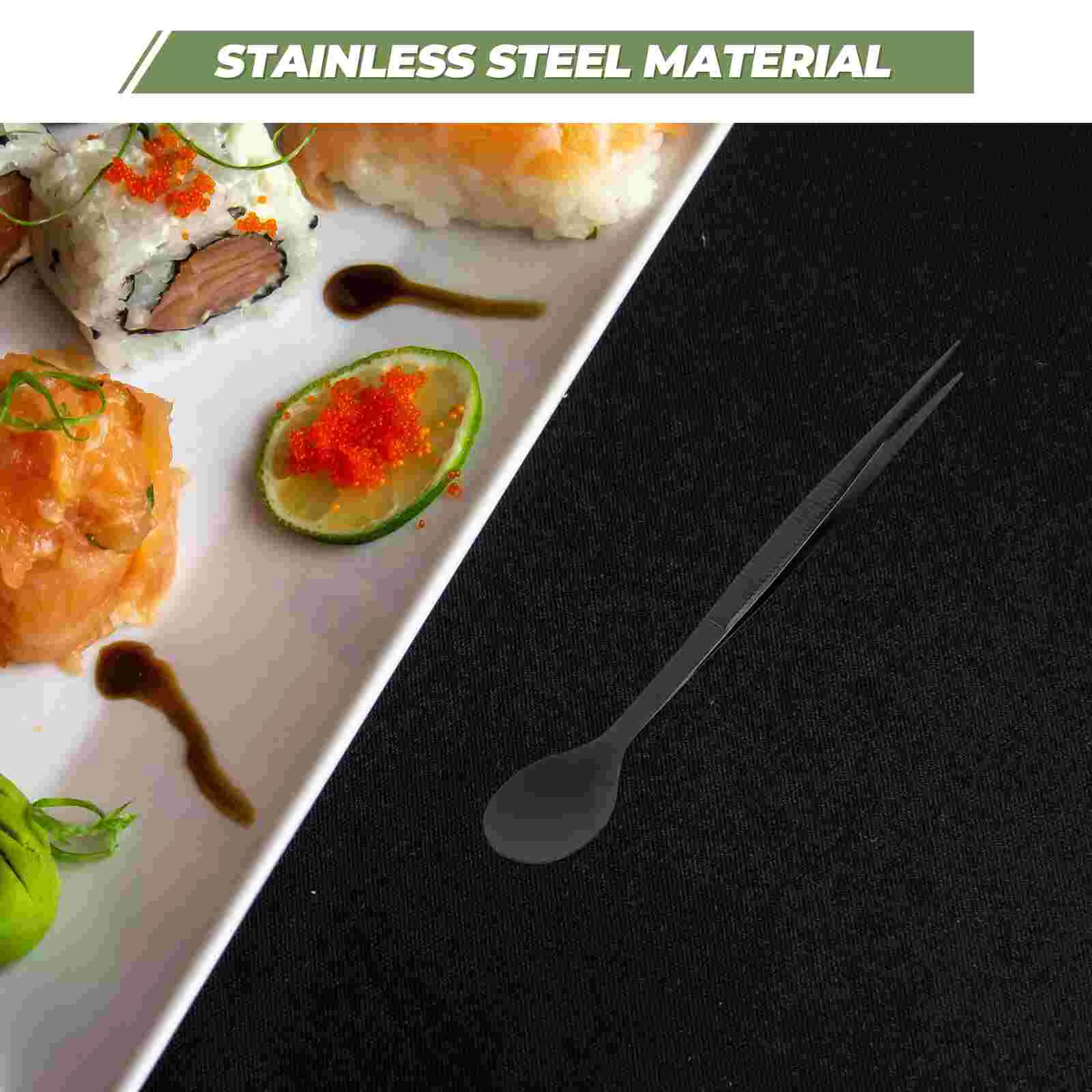 Stainless Steel Flavor Test Spoon Tweezers Chopstick Tasting Spoons Grill Tongs