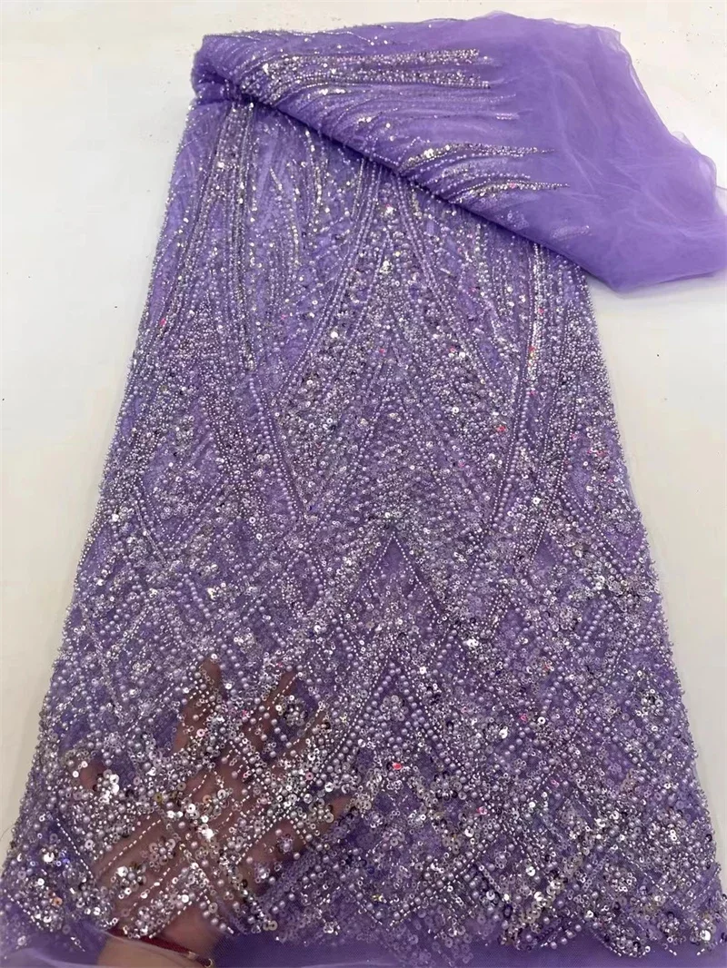 

High Quality Latest African Sequence Lace Fabrics, Groom Embroidery Nigerian Wedding Material Gold Lace Fabric