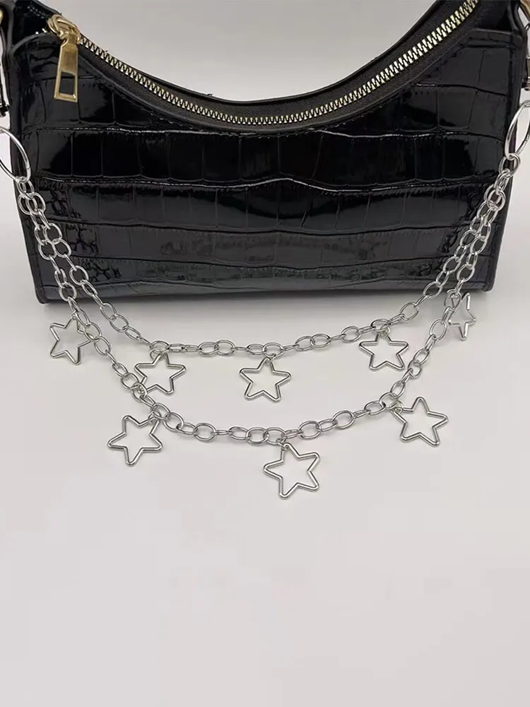 Punk Metal Crescent Geometric Bag Chain Hip Hop Hipster Cool Hundred Pair Pants Chain For Men and Women