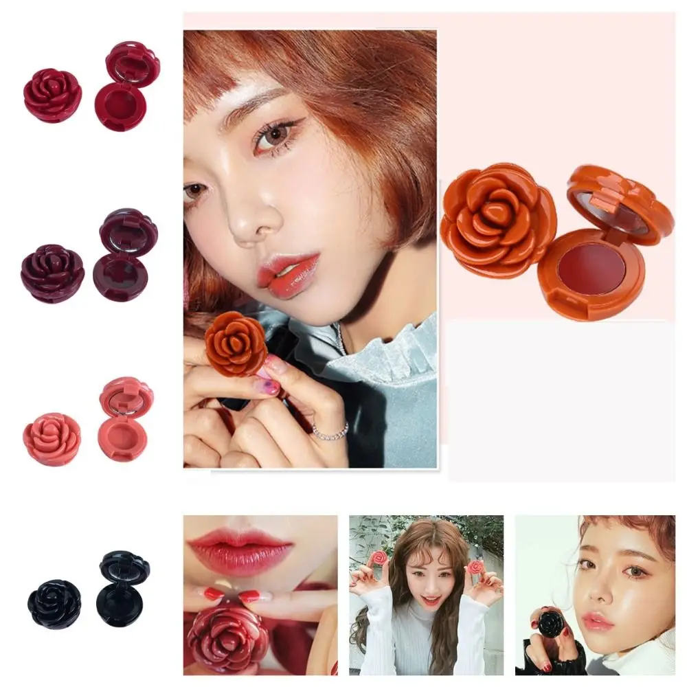 Small Mirror Eyeshadow Container Compact 3D Rose Cosmetic Lip Balm Container Eyeshadow Bottle Refillable Bottle Eyeshadow Case
