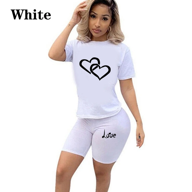 T-shirt à manches courtes et short pour femme, tenue de sport décontractée et résistante, 2 pièces, nouvelle collection été