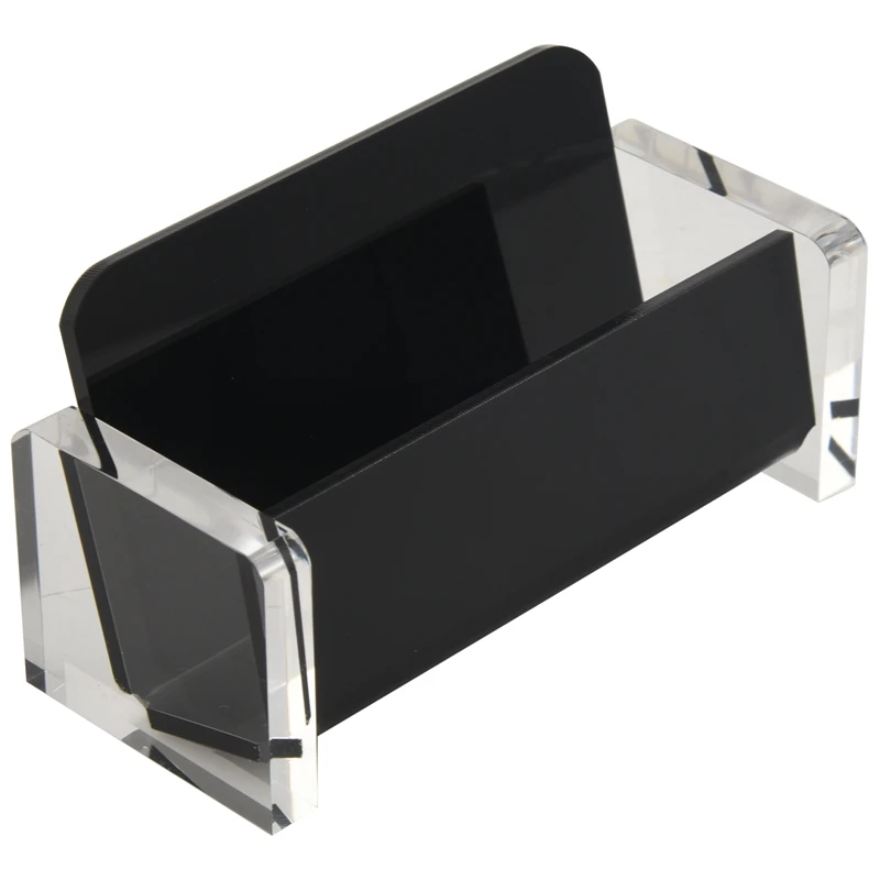 Acrílico Desktop Business Card Holder, Display para Mesa, Elegante Business Card Stand, Preto