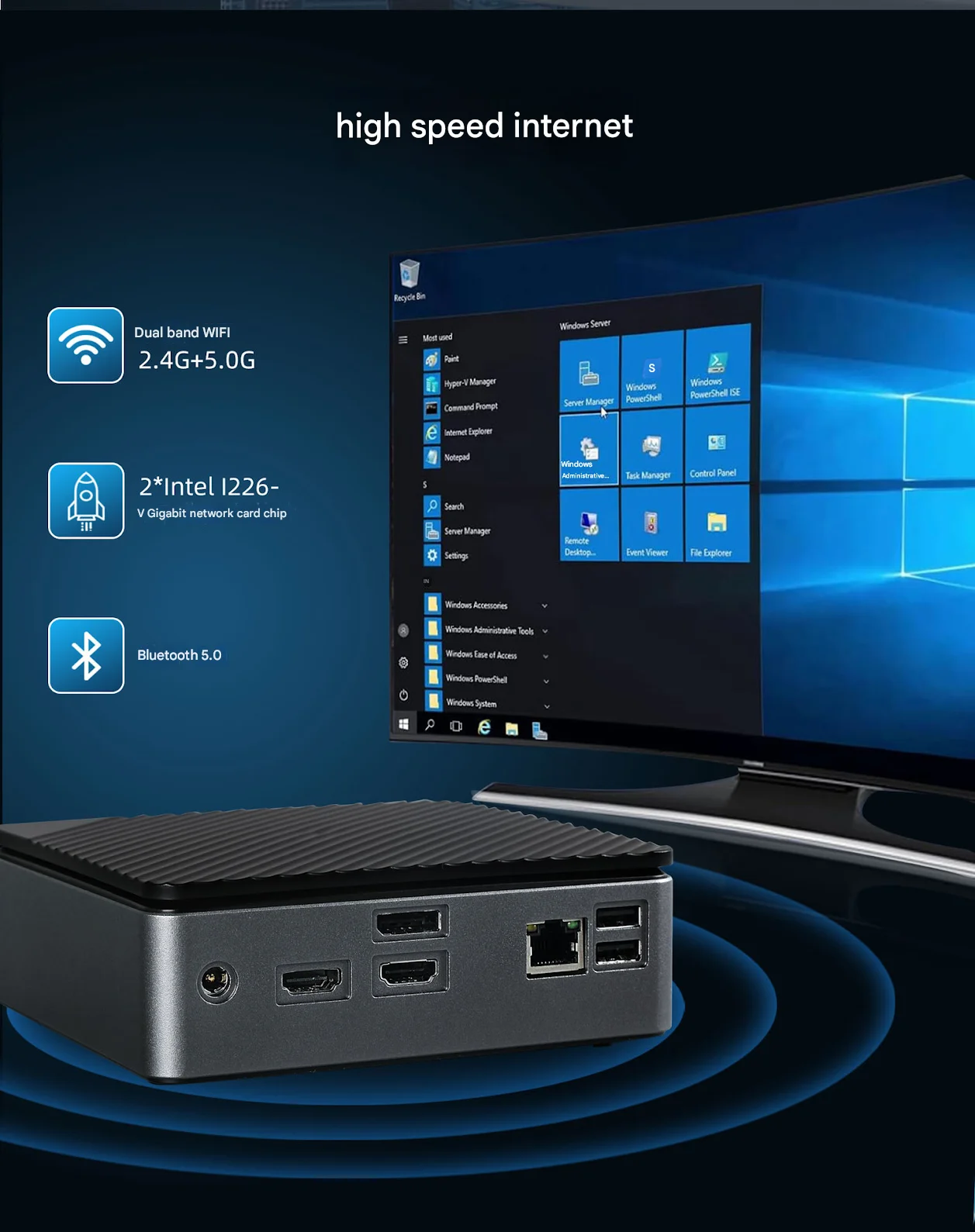 كمبيوتر مكتبي صغير N100 للألعاب 4K Ultra HD USB3.2 DDR4 8G HD-MI/DP شاشة مزدوجة 2LAN جديد GDDR4 يدعم كمبيوتر الألعاب #4