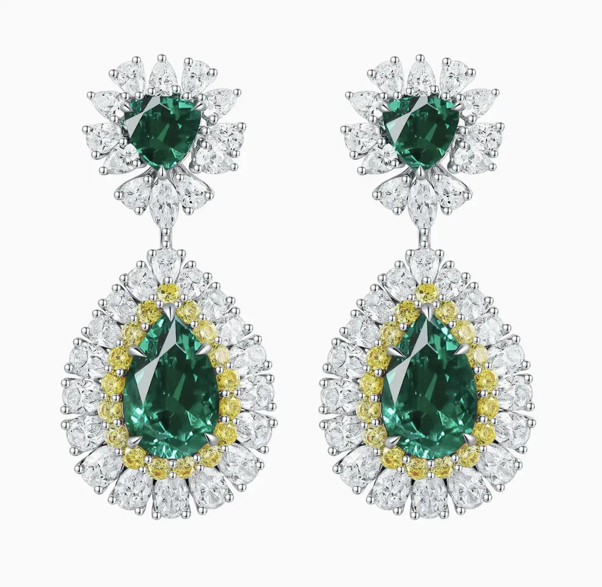 MUSHAN Bespoke Luxury Jewelry 925 Sterling Silver Stud Drop Earrings Lab Grown Ruby Sapphire Emerald Women Water Drop Earrings