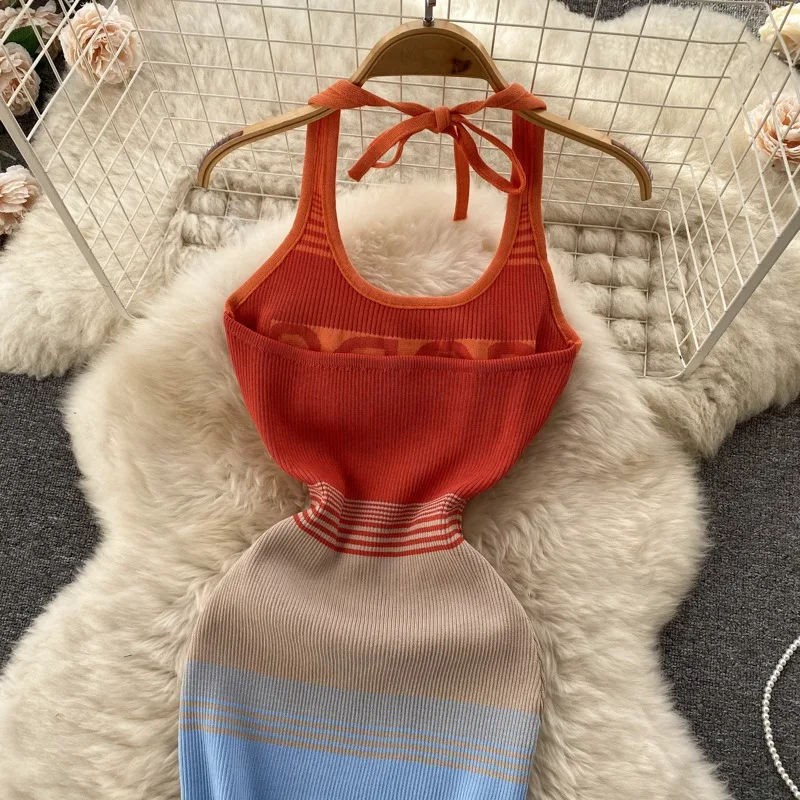 YuooMuoo-فستان نسائي Y2K محبوك متدرج ، حمالة صدر مثيرة ، عارية الذراعين ، نحيفة ، مرنة ، ملاصقة للجسم ، الصيف ، ملابس الشارع ، الموضة