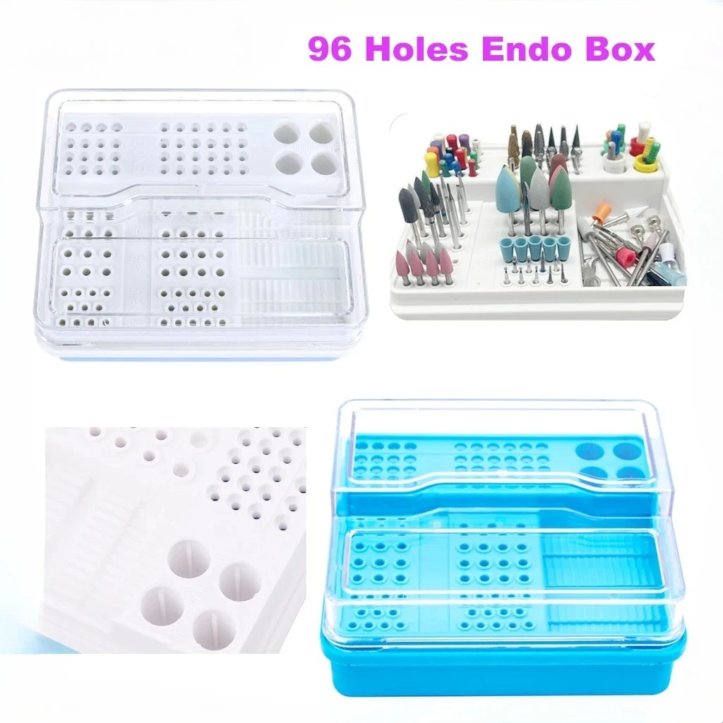 

2 Pcs Dental Burs Box Plastic Diamond Burs Drills Stand Block Sterilizer Case Disinfection Box With Cover For Burs Drills Files