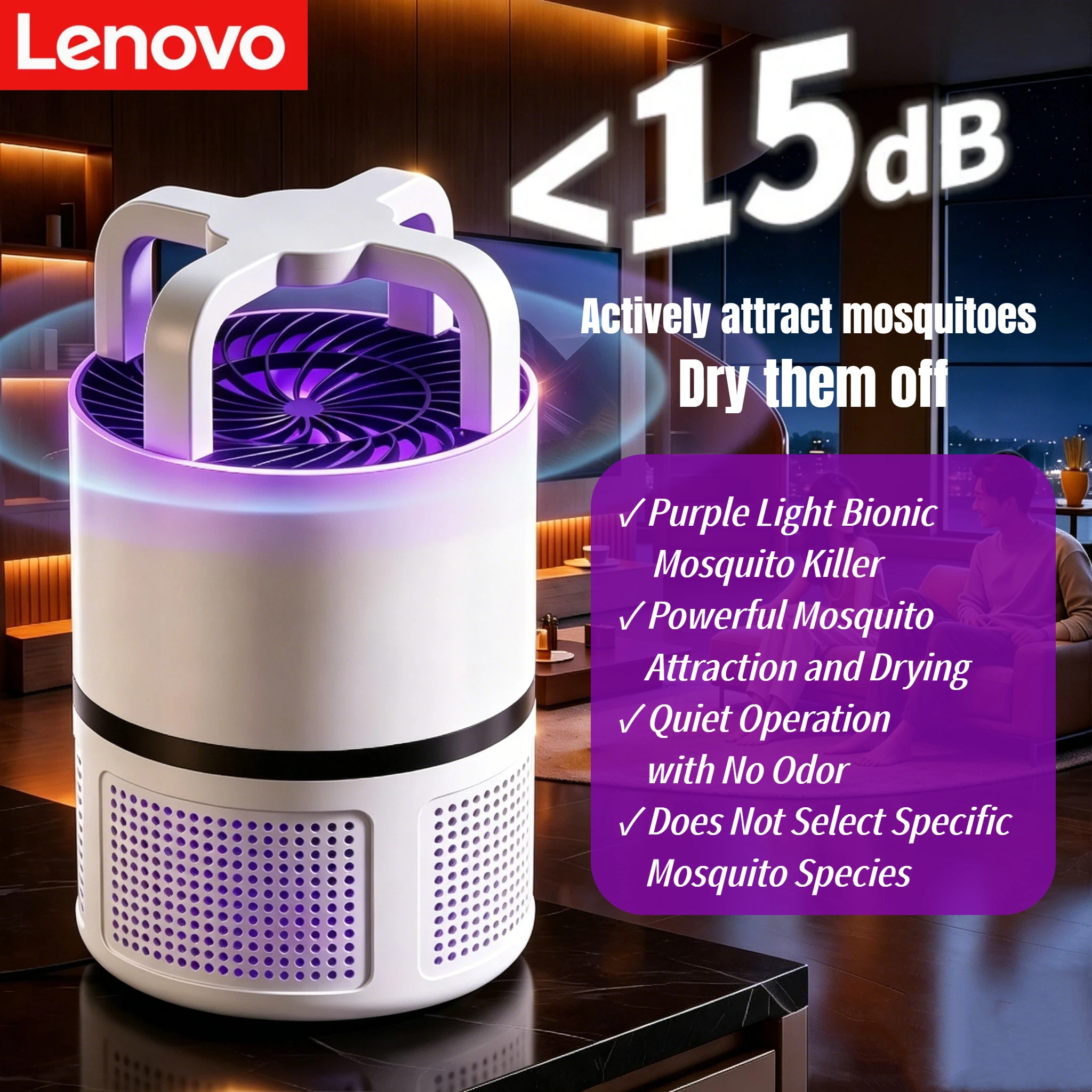 Lámpara USB para Atraer Insectos Lenovo, Mini Repelente de Insectos Portátil, Pequeña Lámpara Nocturna, Atrapa Insectos Automático para el Hogar y el Dormitorio, Nuevo 2026
