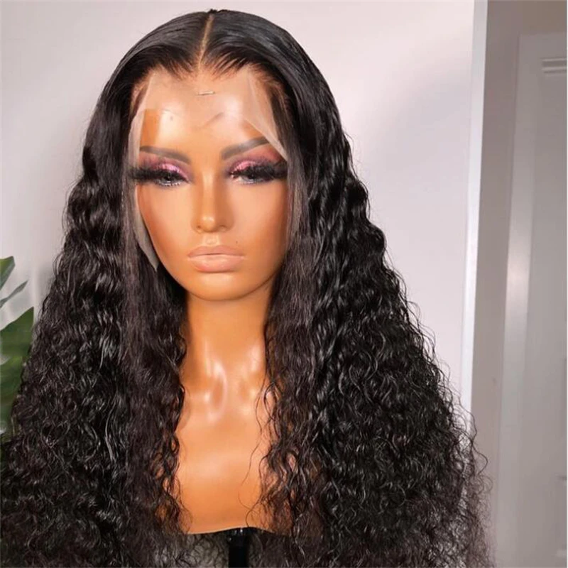 

180%Density Soft 26"Long Kinky Curly Lace Front Wigs Black Color For Women Baby Hair Glueless Preplucked Daily Wear Wigs