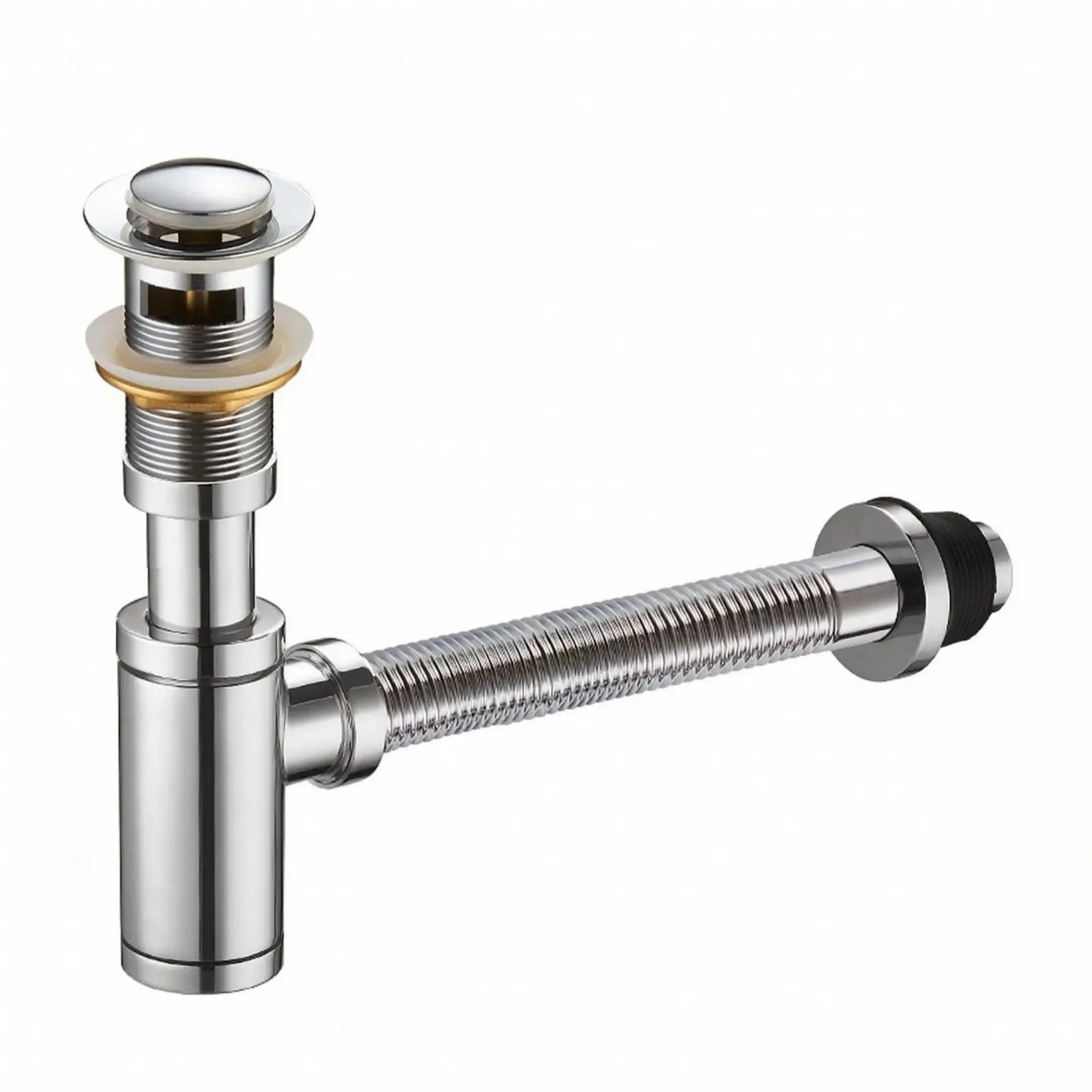 Premium Brass Sink Drain Fitting with Flexible Hose for Kitchen Faucet Waste Pipe Odor Isolation Seal