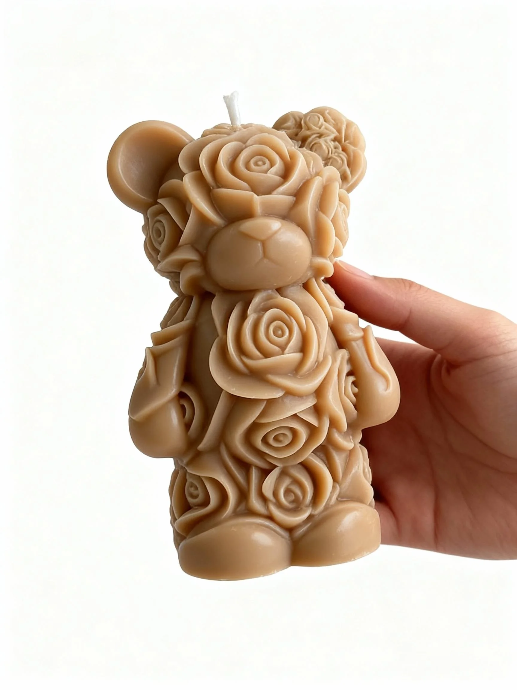 Heart-shaped Rose Bear Aromatherapy Candle Mold - DIY Craft Mold for Valentine's Day/Anniversary Gifts, Fit for Gypsum & Epoxy R