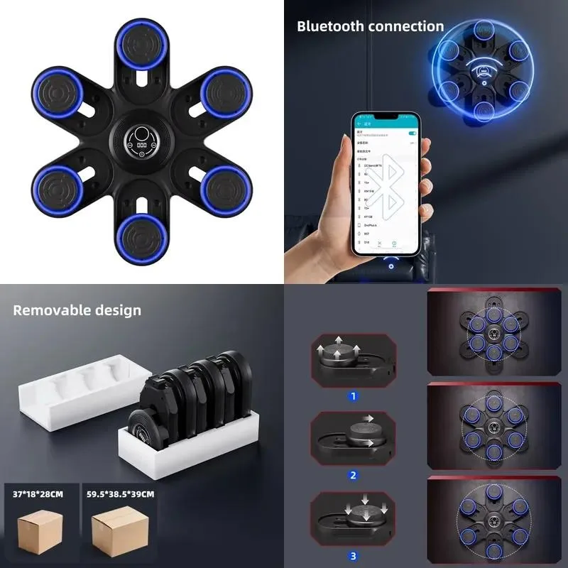 Smart Music Boxing Machine Wall Mounted Home Fitness Trainer with LED Light and Gloves for Adults Kids Exercise Training