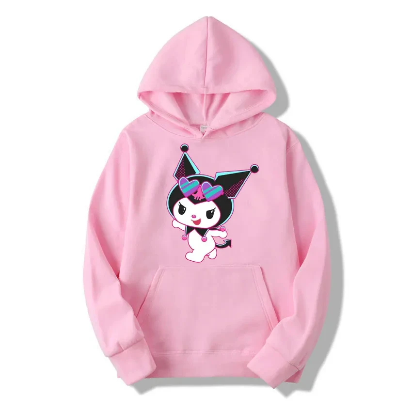 Grunge Odzież Jesień i zima Damska bluza z kapturem Sanrio Hello Kitty Kuromi Urocze ubrania Y2k Oversized Sweter z długim rękawem Płaszcz