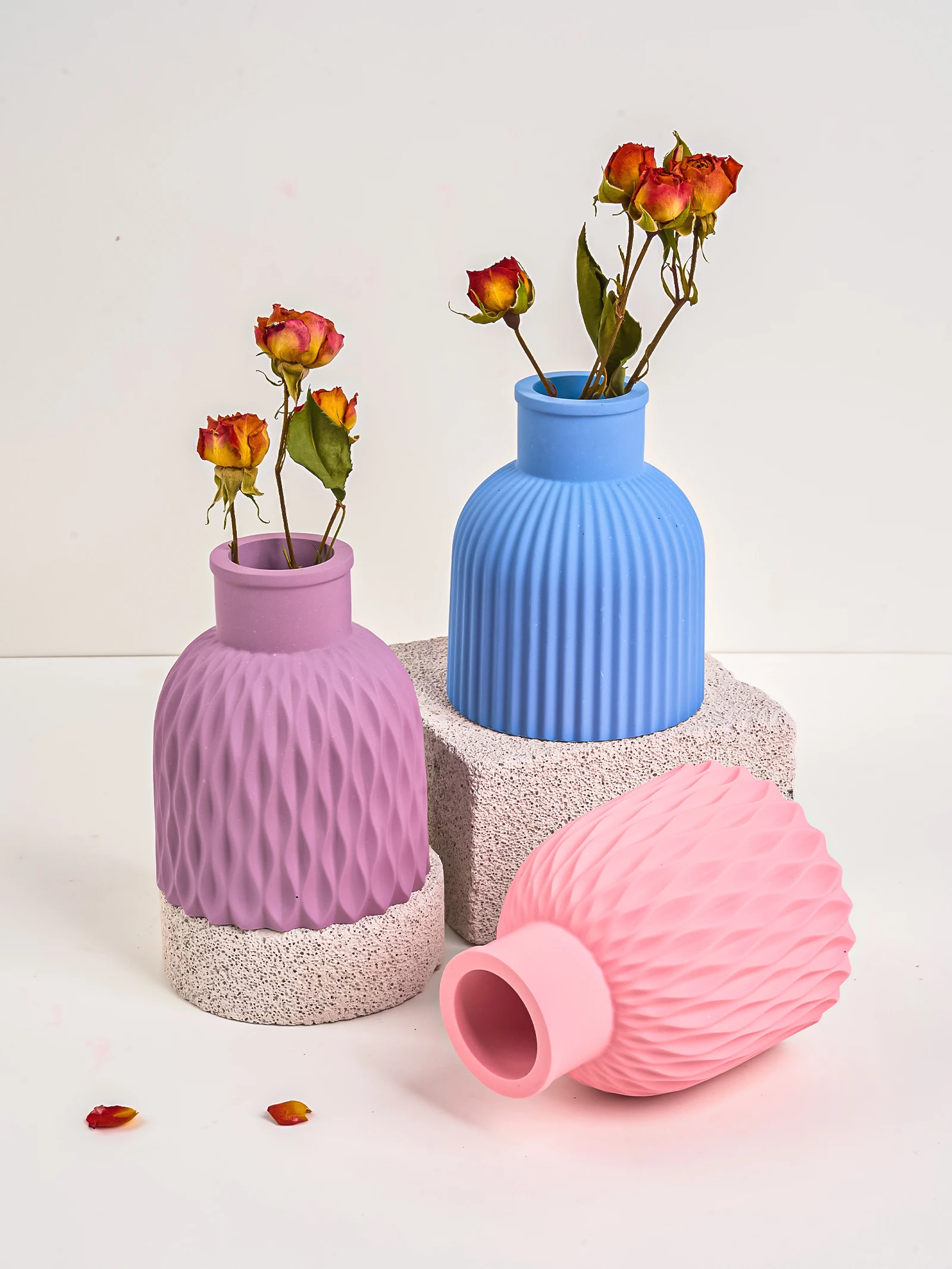 Nordic Modern Concrete Flower Vase Silicone Mold DIY Gypsum Ornament  Flower Pot Crafts Resin Molds Home Living Room Decoration
