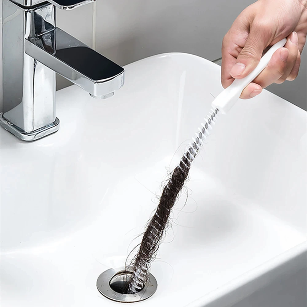 Pipe Dredging Brush Bathroom Hair Sewer Sink Cleaning Brush Drain Cleaner Flexible Cleaner Kitchen Clog Plug Hole Remover Tool