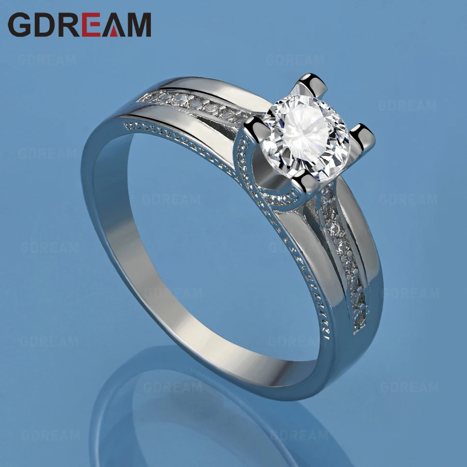 

GDREAM 925 Sterling Silver Round Zirconia Ring For Women, Vintage Style, Personalized Accessory, Gift, Jewelry