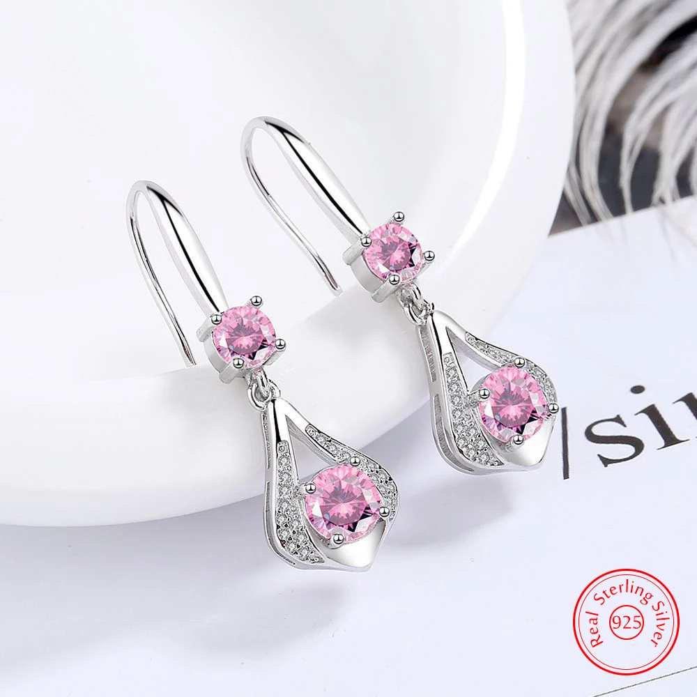 

New Jewelry Lady's 925 Sterling Silver Zircon Crystal Drop Earrings Fashion FQL25070