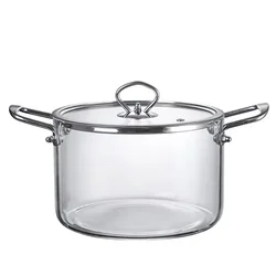 Heat-resistant transparent glassware 3.5L 4.5L 5.5L large size borosilicate cooking pot