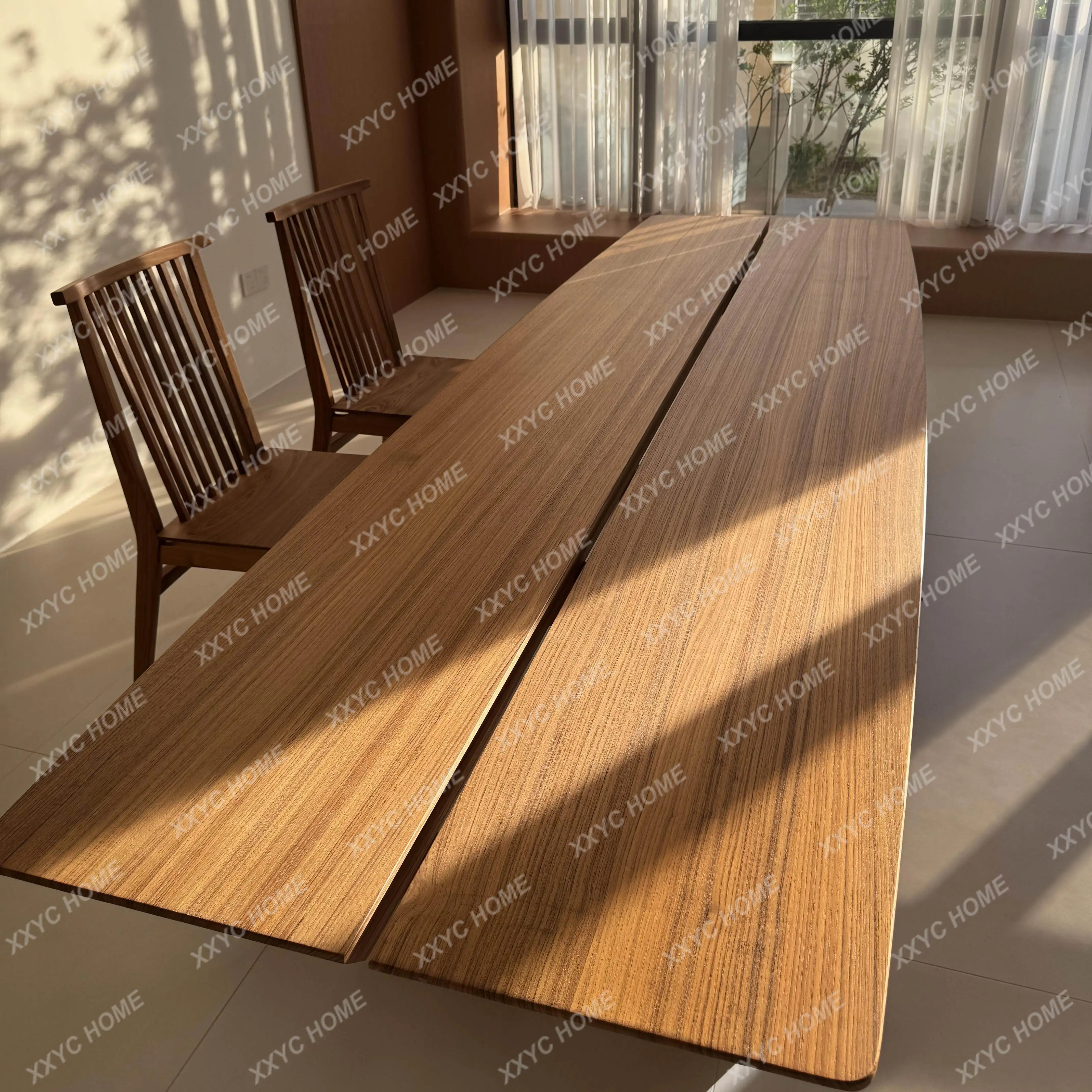 Imported black walnut log dining table teak tea table rectangular long table villa large board desk