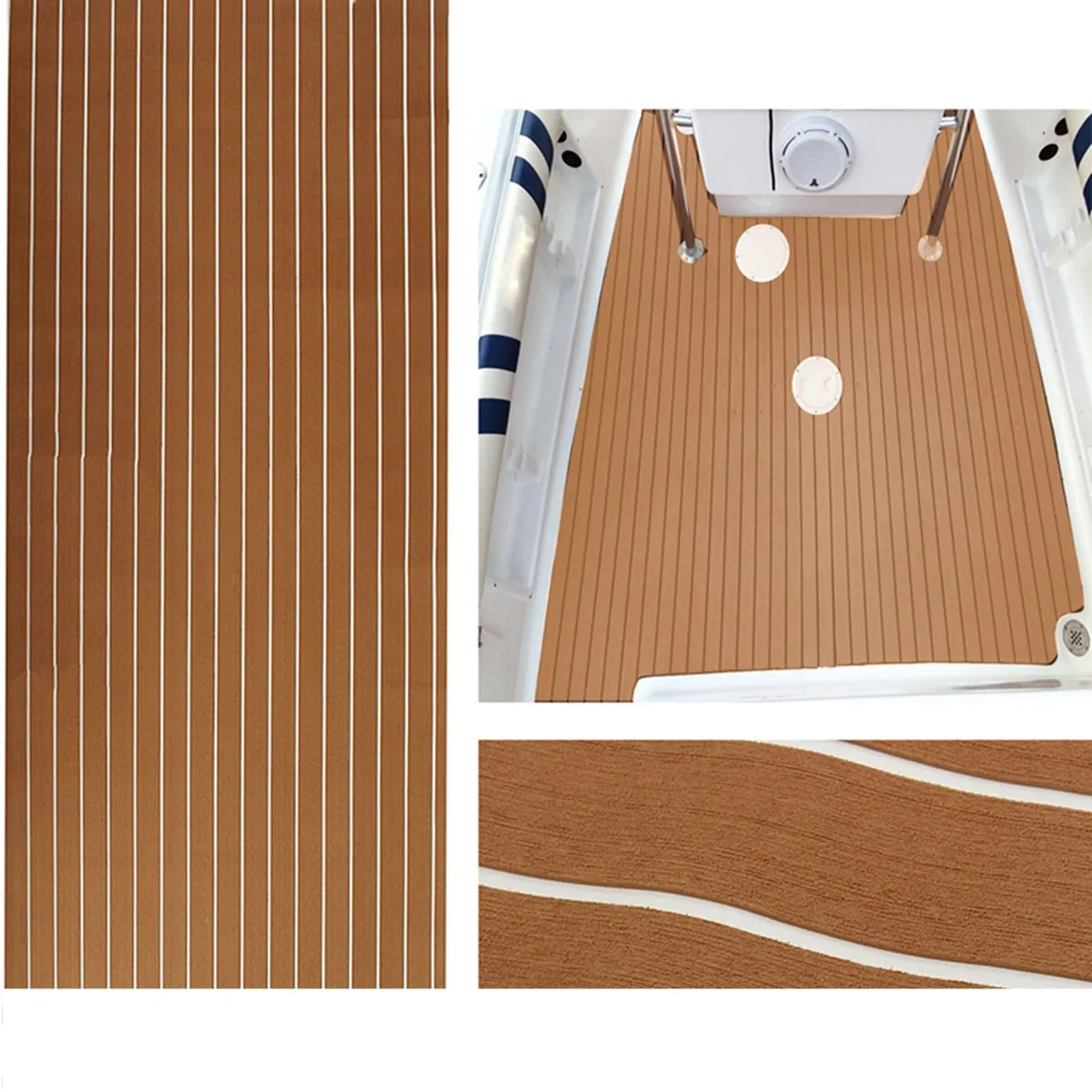 Marine Flooring Faux Teak Self-Adhesive EVA Foam Boat Decking Sheet Floor Mat Carpet 2400X600x6mm/2400x450x6mm/2400x57x6mm