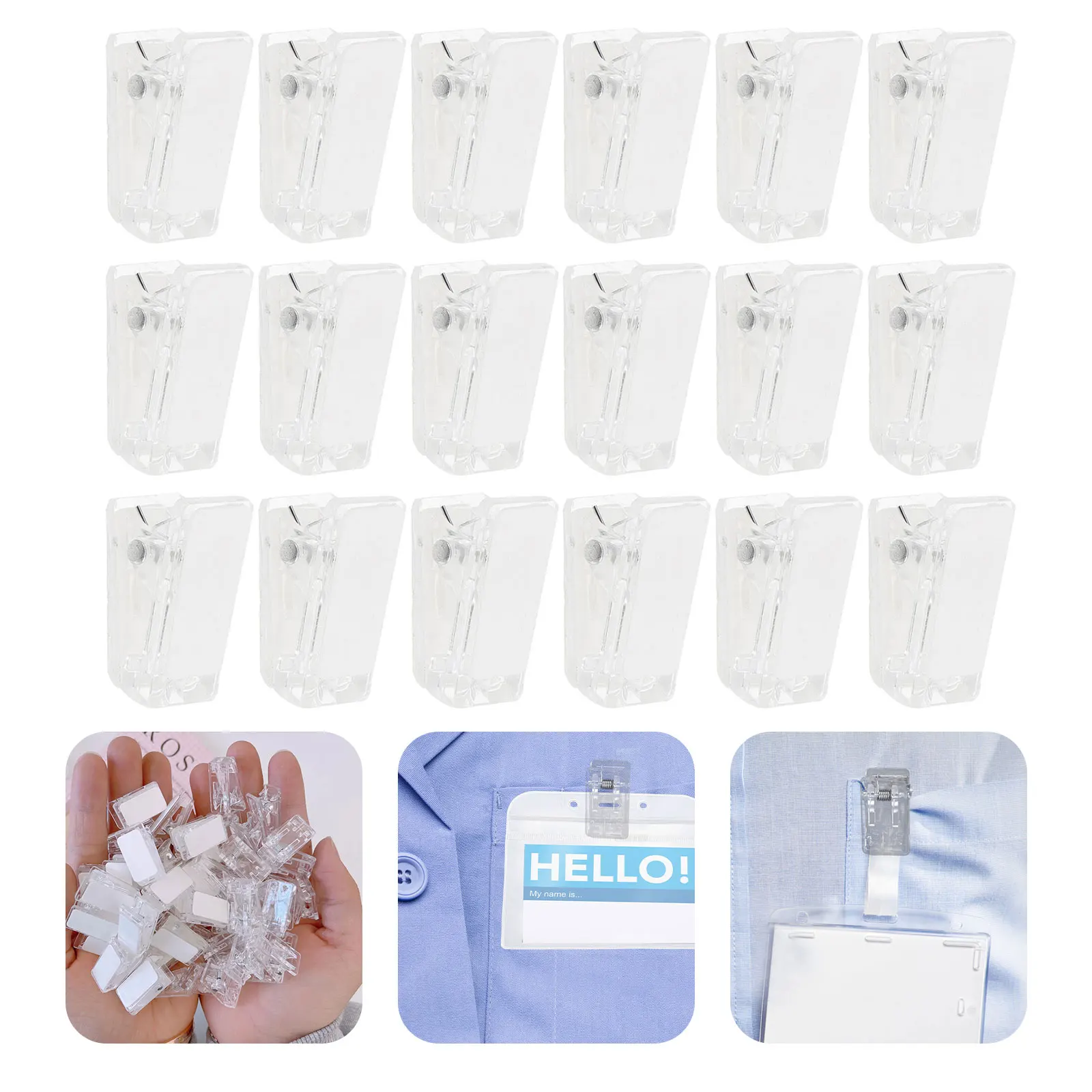 

50 Pcs Badge Clip Holder Plastic Spring Wall Picture Paper Small Adhesive Student Office Supplies ID Cards Clips Wear Resistant