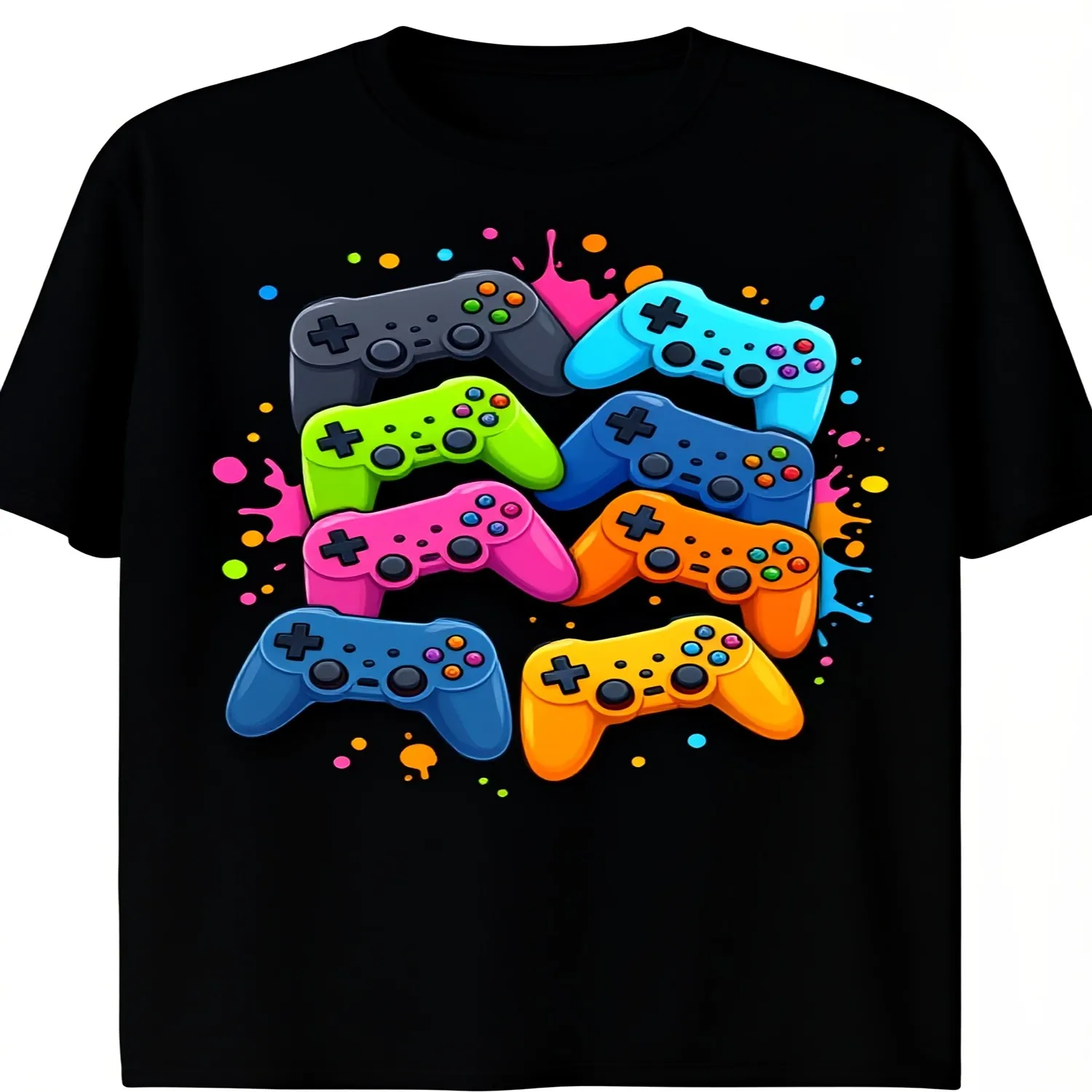 Men'S Gaming T-Shirt With Controller Graphic _ Retro, Machine Washable, Crew Neck, Short Sleeve, Suitable For Parties And Casual Wear, Perfect For All-Season, Vintage Style With Geometric Pattern lightweight tshirt, unisex t-shirt