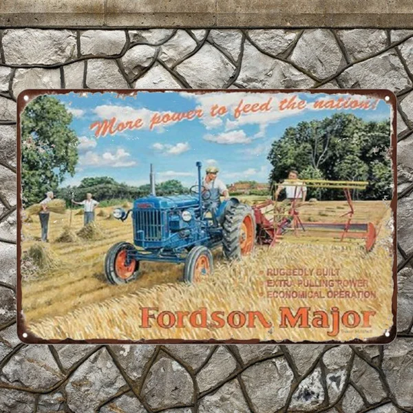Metal fordson major power parede estanho placa garagem galpão trator presente agricultura