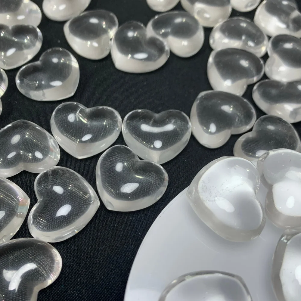 3PCS Natural Clear Quartz Heart Carving Pendant Crystal Carving Children Cute Jewelry Healing Holiday Gift 20MM