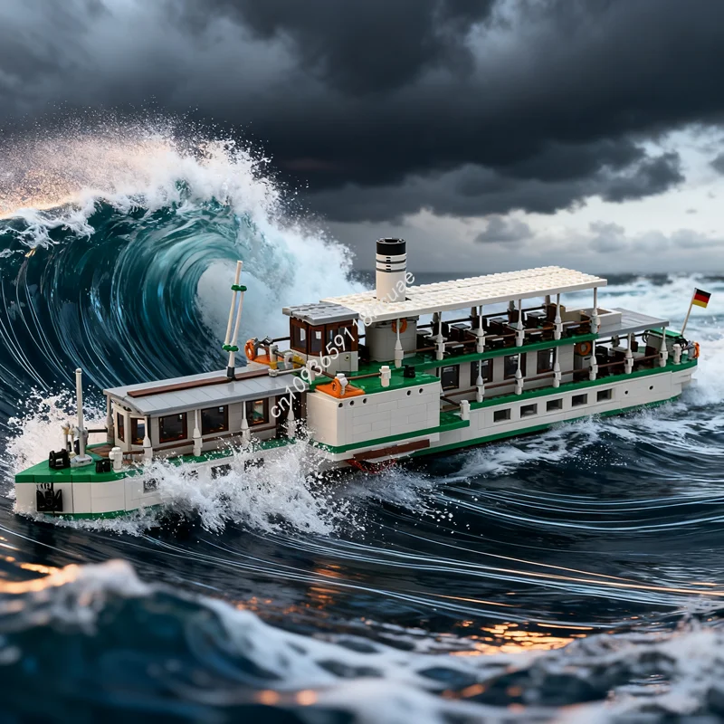 2533 قطعة MOC ساكسوني البخار السفينة S Chsisches القوارب نموذج اللبنات البناء هدية الكريسماس فكرة الطوب الاطفال لعبة عيد ميلاد