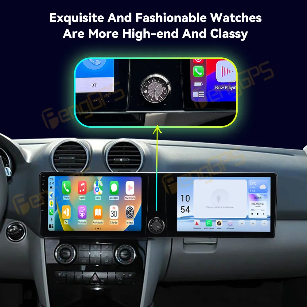 Car GPS Navigation Player For Mercedes-Benz ML 2006-2012 Android 14 Dual 10.1 Inch Screen Multimedia Display Car Radio Host BT
