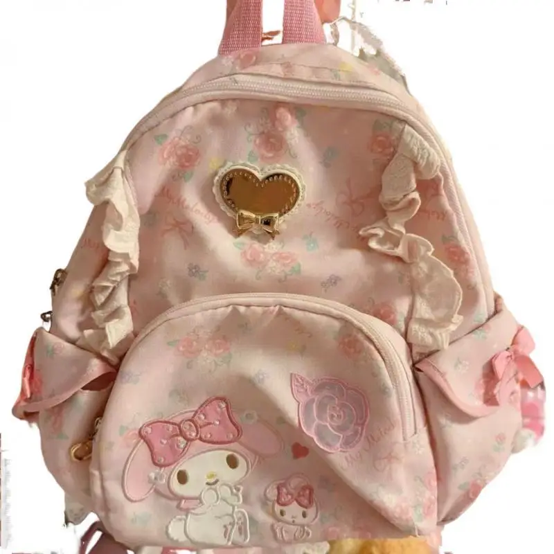 New Sanrio Girl Go Out Leisure Backpack Handbag Kawaii Hello Kitty Cartoon Student Cartoon Exquisite Small School Bag Style