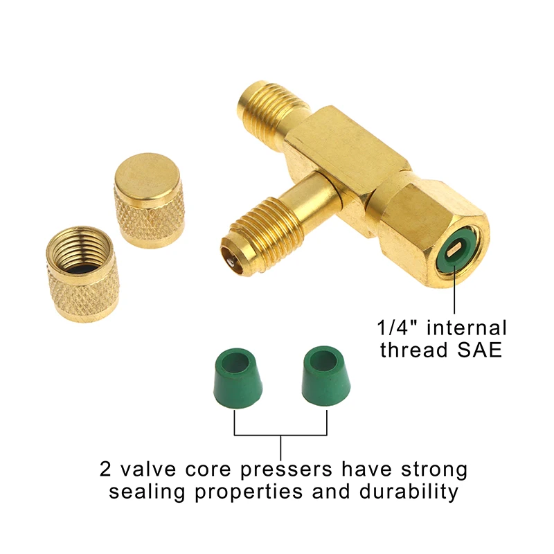 1 セット T タイプ 1/4 インチ SAE バルブコアティーアダプター、空調および冷凍機器用液体充填ツール