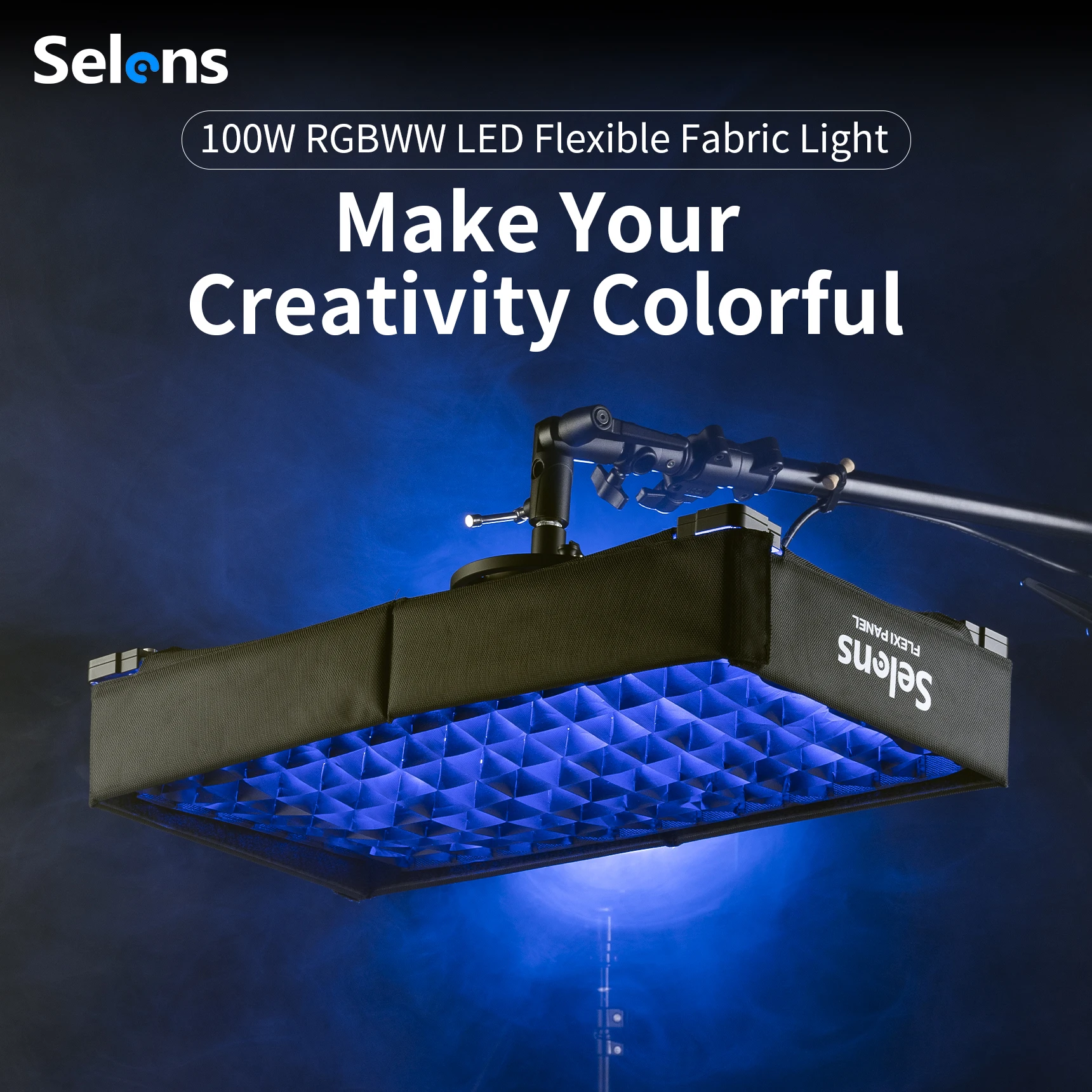 Selens-Full-Color RBG LED rolo pano lâmpada, tecido flexível luz, portátil Photo Studio Kits, fotografia lâmpada, mais novo, 100W