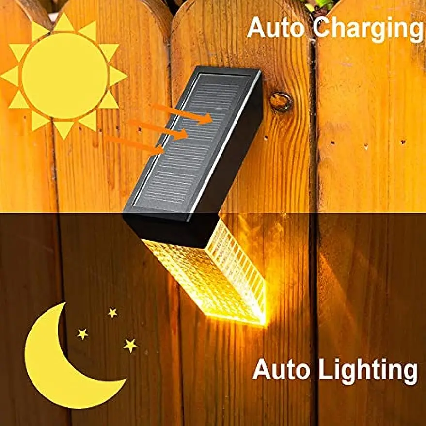 

HQXING Outdoor Warm White RGB Stair Fence Lights LED Solar Wall Light Garden Decoration Solar Lamp Outdoor Lights