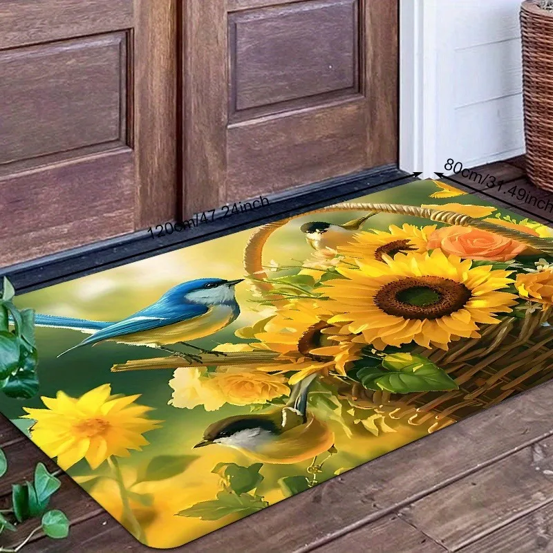 

1PC Sunflower Pattern Kitchen Rugs Non-Slip Home Door Mats Pop design Bathroom Rug Bath Mat Carpet for Home Sink Laundry Decor