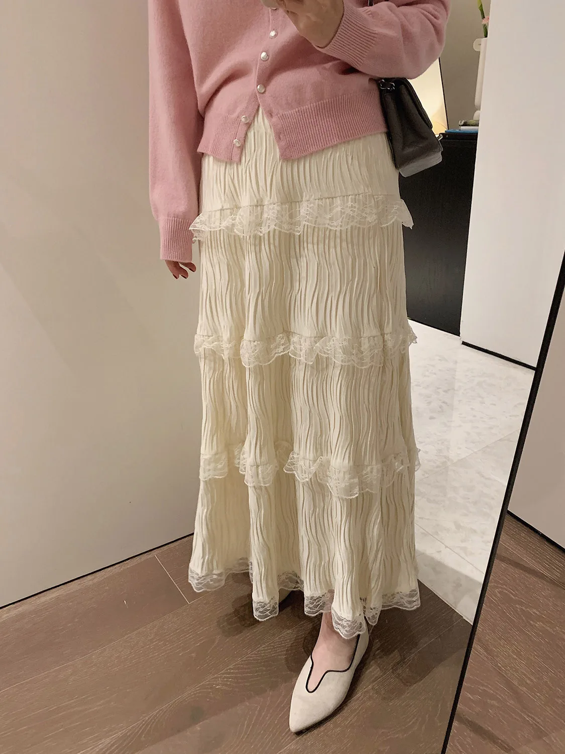 

Женская винтажная бархатная юбка Misslady с кружевной отделкой, эластичным поясом, асимметричными складками, миди, премиум-класса