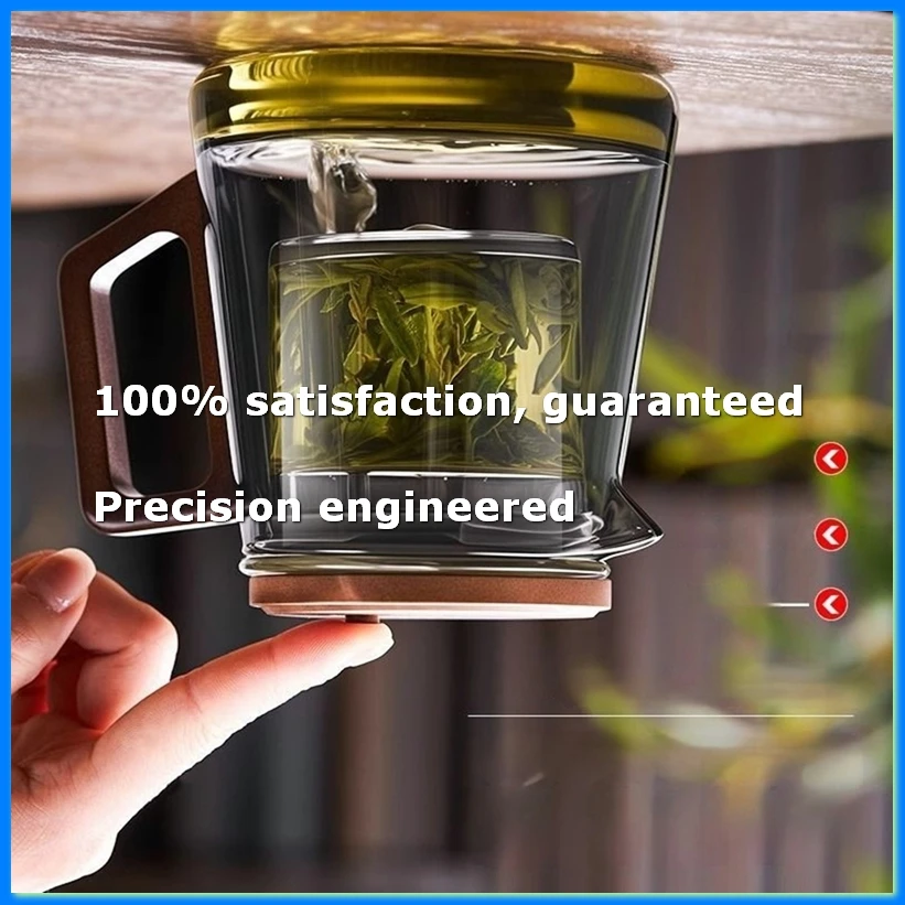Elegant Chinese Tea Set - Transparent Teapot with Walnut Base, Water Separation Feature for Household Use-A55K
