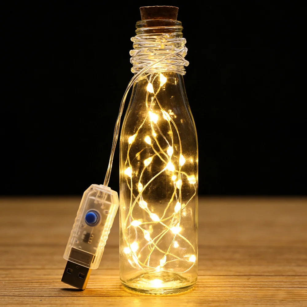 Led سلسلة أسلاك نحاسية أضواء USB 8 طرق مقاوم للماء جارلاند لتقوم بها بنفسك أضواء الجنية عيد الميلاد حفل زفاف ديكور المنزل