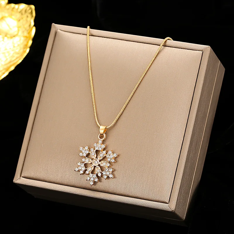 

Fashion Snowflake Necklace For Women Female Zircon Crystal Necklace Pendant Luxury High Quality Jewelry Wholesale