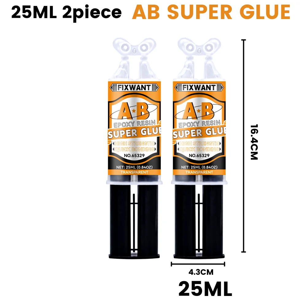 Epoxidharz-AB-Kleber, transparent, hochfest, wasserfest, vielseitig einsetzbar, hitzebeständig, Metall, Keramik, Glas, Klebstoff, 6/25 ml