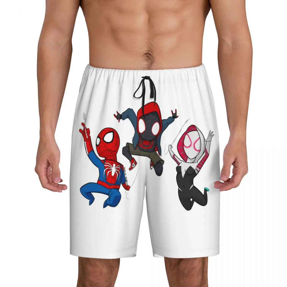 Custom Men's Ghost Spider Girl Pajama Shorts Custom Print Sleep Pjs Sleepwear Bottoms with Pockets