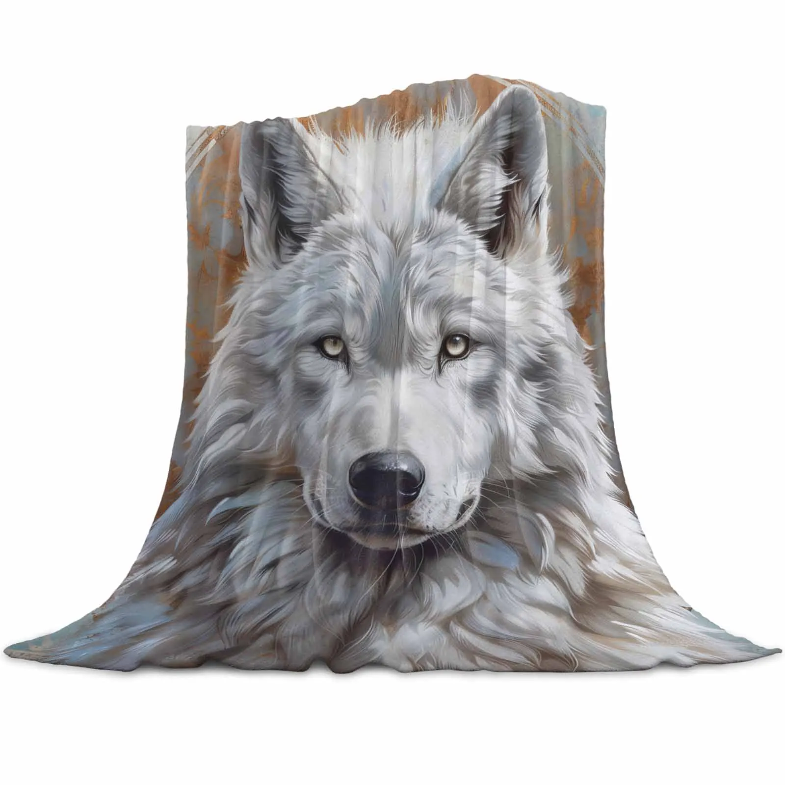 Animal Wolf Ears Throw Blanket for Sofa Warm Microfiber Flannel Blanket Bedroom Decor Blankets for Beds