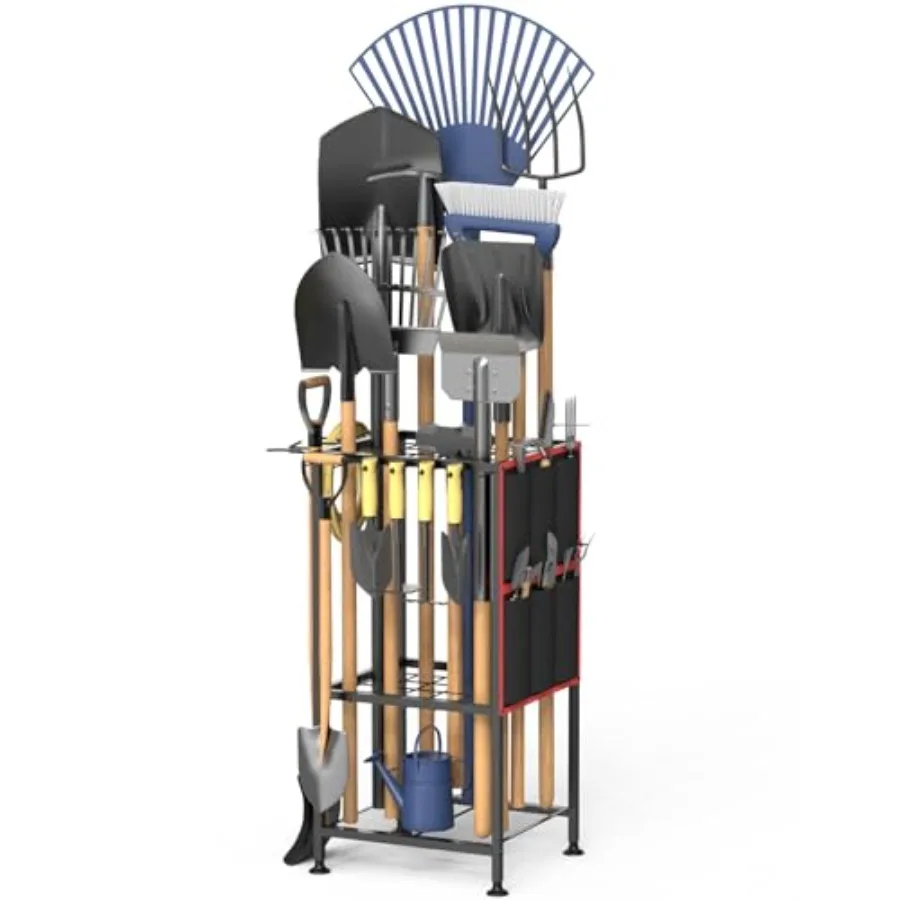 

Garden Tool OrganizerMetal Yard Tool Organizer Holds 50 Long-Handled Tools/Rakes/Brooms Side Garden Pocket Heavy Duty Steel Yar