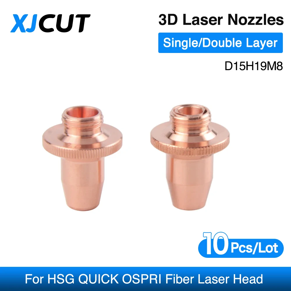 XJCUT 10Pcs/Lot HSG QUICK OSPRI Laser Nozzles D15H19M8 Caliber 1.0-3.0 Laser Nozzle For Ospri LC80MC LC150MC Laser Head