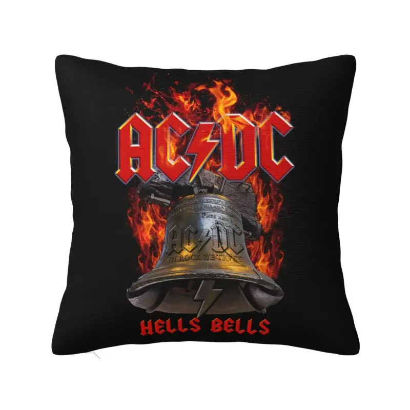 Custom Luxury AC DC Hells Bells Cushion Covers 40x40cm Polyester Retro Rock Heavy Metal Pillow for Sofa Square Pillowcase